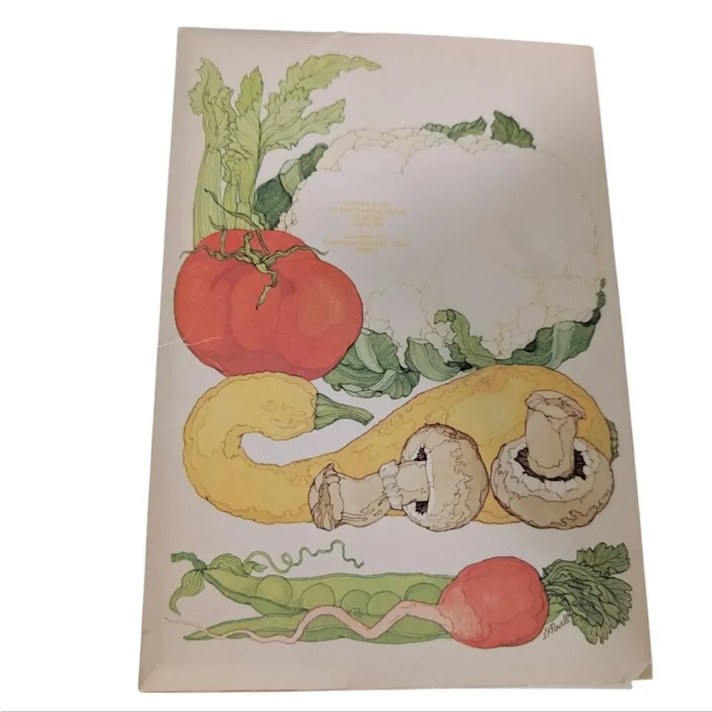 Vintage MCM Vegetable‎ Lk Powell Art Paper Stationary Lot Fold A Note
